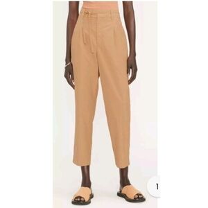Everlane The Poplin Pleated Taper Pant Brown Caramel Size 14